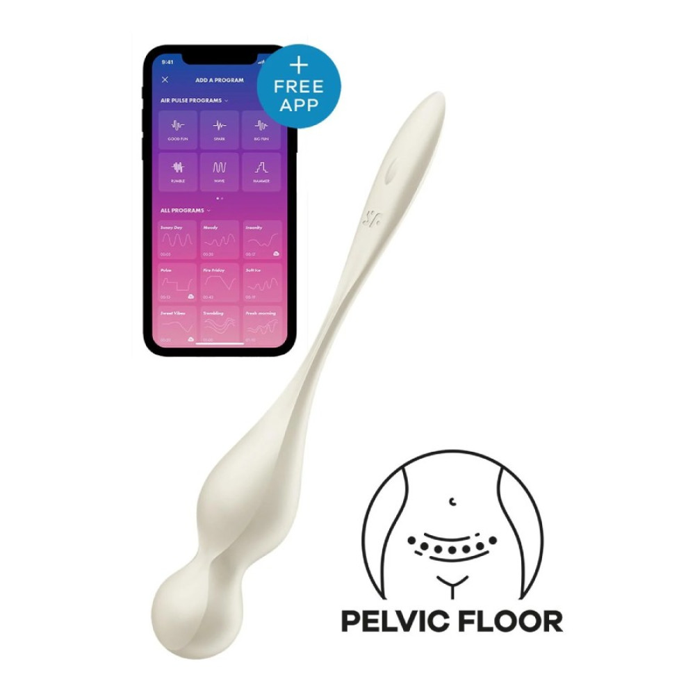 Вагінальні віброкульки Love Birds 1 з додатком, білі, 22 х 3.2 см (336990), zoom