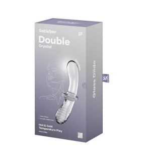 Двусторонний фаллоимитатор Satisfyer Double Crystal стеклянный, прозрачный, 20 х 5.5 см - No Taboo