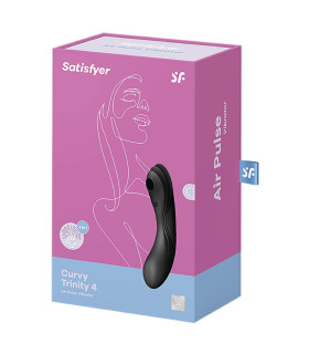 Вибратор Satisfyer Curvy Trinity 4 с вакуумной стимуляцией, черный, 17 х 4.2 см - No Taboo