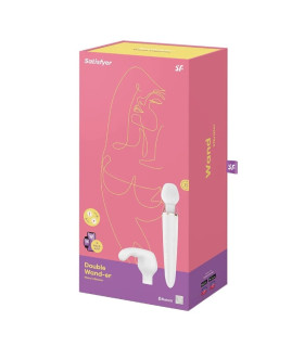 Вібратор-мікрофон Satisfyer Double Wand-er з додатком, білий, 27 х 5.5 см - No Taboo