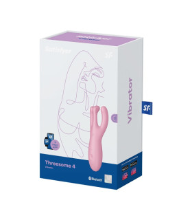 Вибратор тройной смарт гибкий Satisfyer Threesome 4, розовый, 14 х 5.5 см - No Taboo
