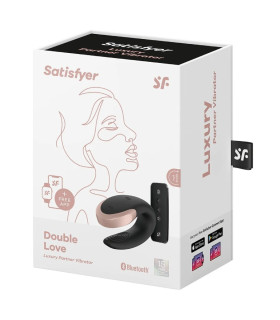 Вибратор для пар Satisfyer Double Love с приложением и пультом, черный, 8.6 х 4.2 см - No Taboo