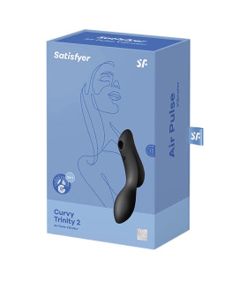 Двойной вибратор Satisfyer Curvy Trinity 2 с вакуумной стимуляцией, чёрный, 16.8 х 4.4 см - No Taboo