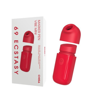 Мини вибратор Chisa Marker Pen с вакуумной стимуляцией клитора, красный, 6.8 х 3 см - No Taboo