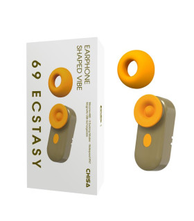 Мини вибратор Chisa Earphone с вакуумной стимуляцией клитора, зелено-желтый, 6 х 2.6 см - No Taboo