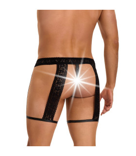 Мужские трусы открытые Star Night с кружевом, черные, S - No Taboo