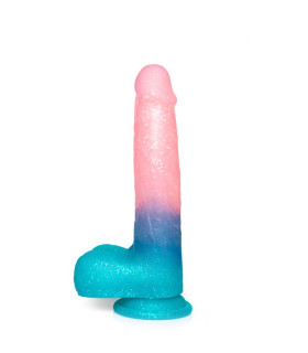 Реалистичный фаллоимитатор на присоске, с блестками, трехцветный, 21 х 4.1 см - No Taboo