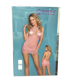 Бебидол и стринги Sunspice в сеточку, розовые, L-XL - No Taboo