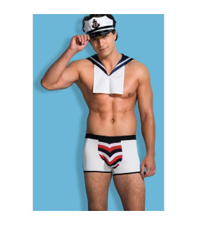 Костюм мужской Морячок Sunspice кепка, боксеры, воротник, сине-белый, L-XL - No Taboo