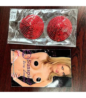 Пестисы на соски Sunspice с пайетками, круглые, красные, One Size - No Taboo
