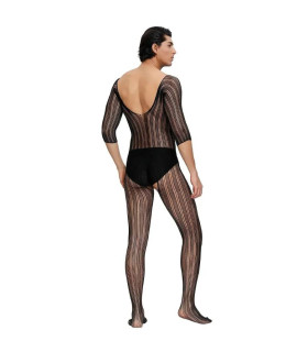 Комбинезон мужской Star Night с рисунком в полоску и открытым доступом, черный, One Size - No Taboo