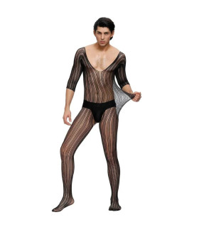 Комбинезон мужской Star Night с рисунком в полоску и открытым доступом, черный, One Size - No Taboo