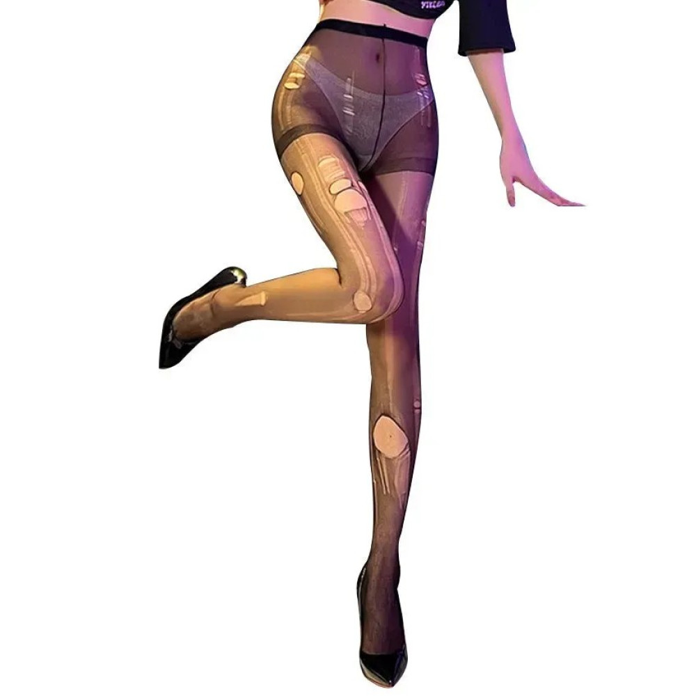 Колготи ультратонкі Star Night з дірочками, легко рвуться, чорні, XS-M (334887), zoom