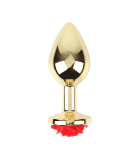 Анальная пробка Chisa Matrix Mont L с розой, золотистая, 10.3 х 4 см - No Taboo