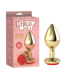 Анальная пробка Chisa Matrix Mont L с розой, золотистая, 10.3 х 4 см - No Taboo