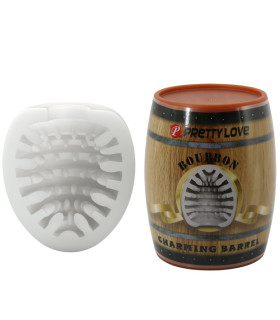 Мастурбатор Pretty Love Bourbon у вигляді діжки, білий, 5.5 х 5 см - No Taboo