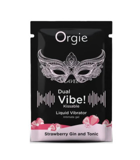 Пробник Съедобный жидкий вибратор Orgie Dual Vibe, клубничный джин тоник, 1 мл - No Taboo