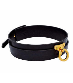 Ошейник-чокер с кольцом, итальянская кожа Leather Cosplay Choker UPKO, для мужчин, размер L - No Taboo