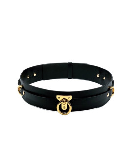 Ошейник-чокер с кольцом, итальянская кожа Leather Cosplay Choker UPKO, для мужчин, размер L - No Taboo