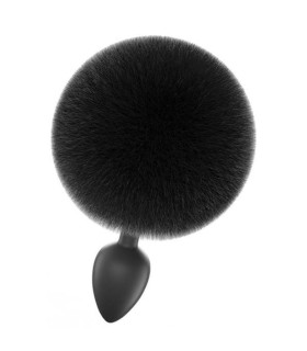 Анальная пробка с пушком, из силикона, черная, 7 см (поврежденная упаковка) - No Taboo