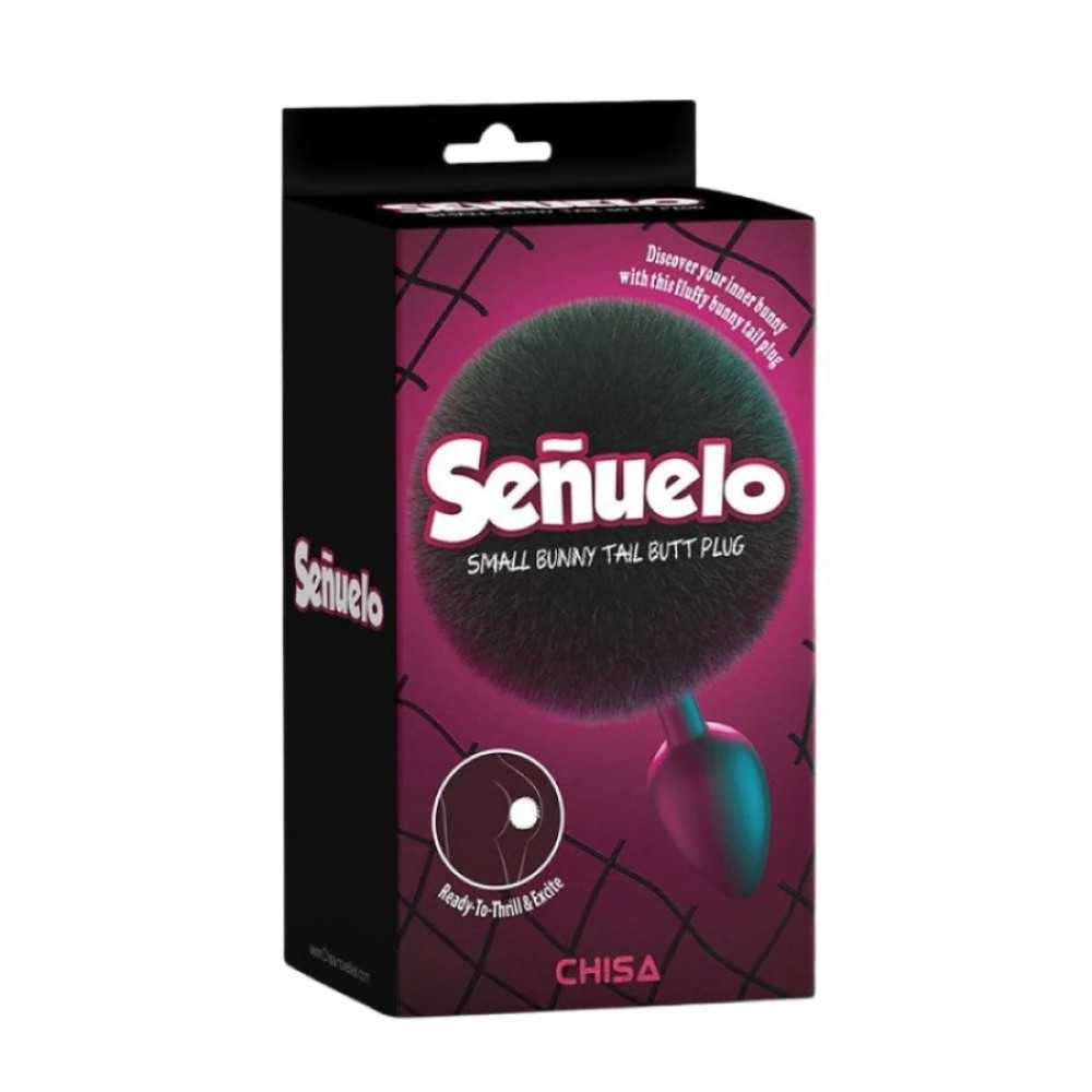 Анальная пробка с пушком, из силикона, черная, 7 см (поврежденная упаковка) (335294), zoom