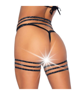 Пояс для чулок One Size Spice It Up Garter Belt от Rhinestone Leg Avenue, со стразами, черный - No Taboo