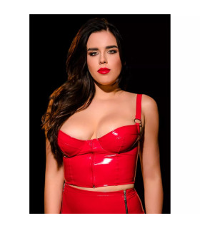 Топ глянцевый OhMyG! Tokyo с молнией спереди, красный, M-L - No Taboo