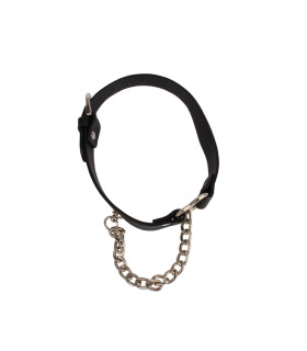 Ошейник Chisa BEHAVE! Luxury Fetish с сердцем и цепочкой, черный - No Taboo