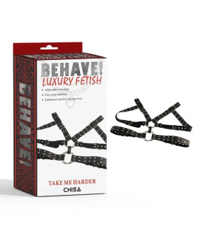 Портупея-бондаж Chisa BEHAVE! Luxury Fetish из искусственной кожи, черная, One Size - No Taboo