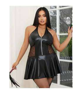 Сукня зі штучної шкіри Star Night з гартерами, чорна, М - No Taboo