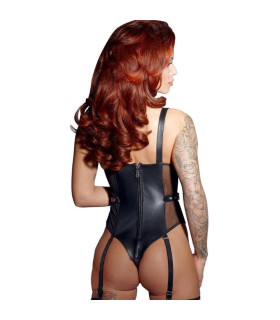 Боди кожаный Zado XXL в стиле БДСМ, черный - No Taboo