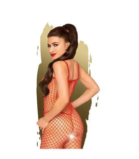 Комбинезон без рукавов в крупную сетку, красный , размер XL - No Taboo