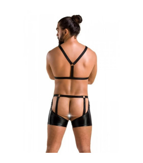 Сексуальный набор белья Passion Men Aron, S/M, топ-портупея и трусики, черного цвета - No Taboo