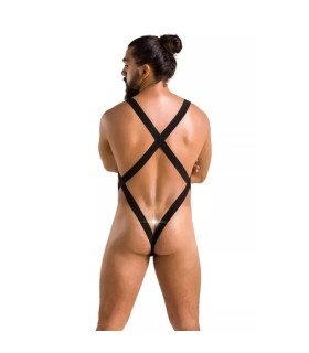 Мужское боди Passion Men Leon, XXL/XXXL, в мелкую сетку, черное - No Taboo