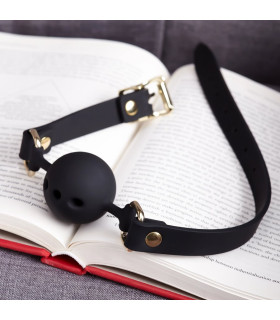 Кляп-кулька Roomfan з трьома отворами, чорний, 4.5 см - No Taboo