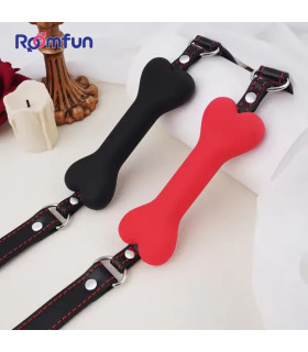 Кляп у вигляді кістки Roomfun Bone Gag силіконовий, чорний - No Taboo