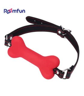 Кляп у вигляді кістки Roomfun Bone Gag силіконовий, червоний - No Taboo