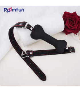 Кляп у вигляді кістки Roomfun Bone Gag силіконовий, чорний - No Taboo