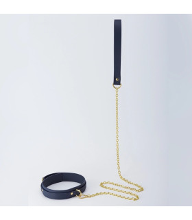 Нашийник з повідцем Roomfun шкіряний, синій - No Taboo