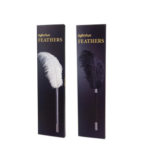 Перо тіклер Roomfun зі сріблястою ручкою, чорне, 33 см - No Taboo