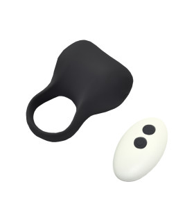 Эрекционное виброкольцо Sweet Em Silky Ring с пультом, чёрное, 7.6 х 5.7 см - No Taboo
