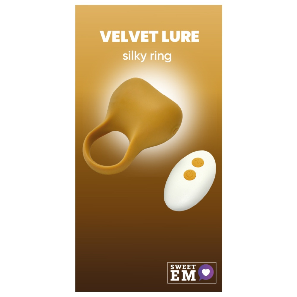 Ерекційне віброкільце Sweet Em Silky Ring з пультом, жовте, 7.6 х 5.7 см (338283), zoom
