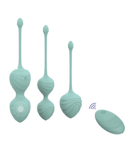 Набор вагинальных виброшариков Every Night Toys Audrey с пультом, светло-бирюзовый, 3 шт - No Taboo