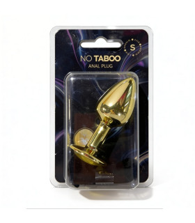 Анальная пробка NO TABOO, S, 53 г, металлическая, с желтым камнем, желтая, 7 х 2.8 см - No Taboo