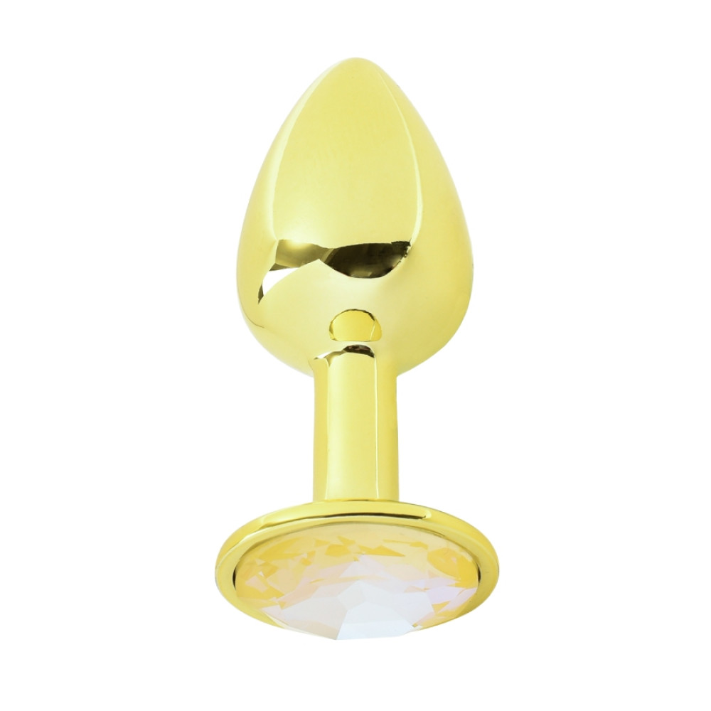 Анальная пробка NO TABOO, S, 53 г, металлическая, с желтым камнем, желтая, 7 х 2.8 см (341007), zoom