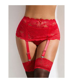 Пояс для чулок Star Night кружевной, красный, XS–S - No Taboo