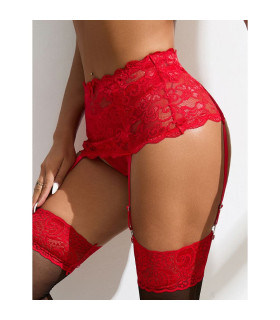 Пояс для чулок Star Night кружевной, красный, XS–S - No Taboo
