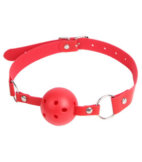 Кляп-шарик Star Night регулируемый, с отверстиями, красный - No Taboo