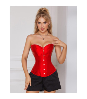 Корсет с трусиками Star Night на шнуровке и заклёпках, красный, XS - No Taboo