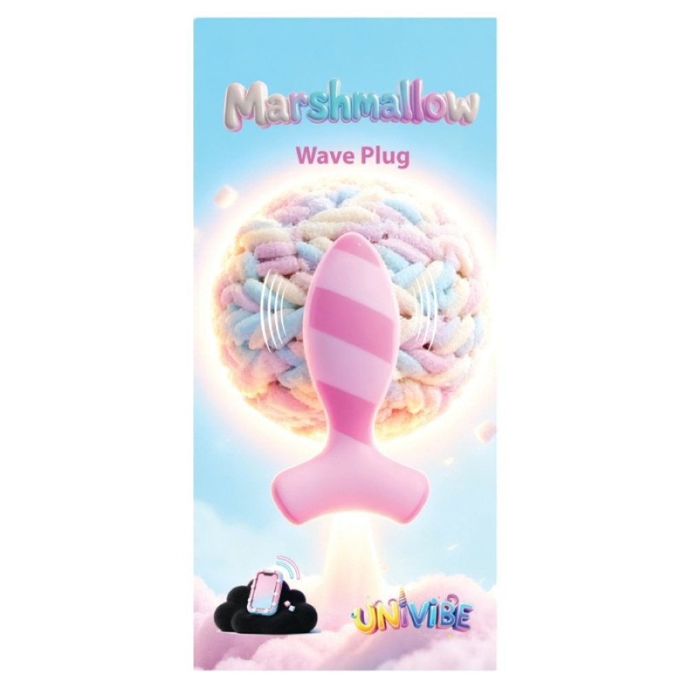 Анальный вибратор Univibe Marshmallow Wave Plug розовый, 11.3 х 5.8 см (338267), zoom